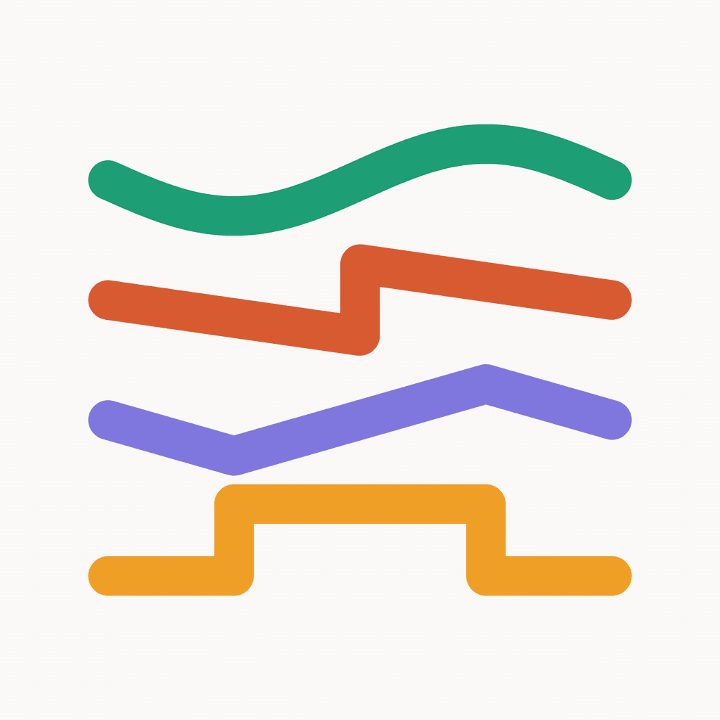 Ink Synth app icon — four colored waveform strokes on paper